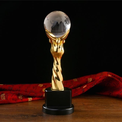 glass earth ball trophy